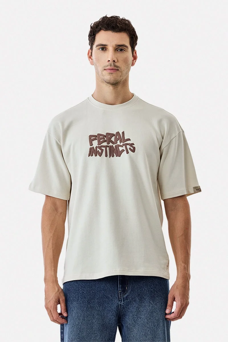 SNITCH Feral Instincts Digital Puff Print Oversized T-Shirt